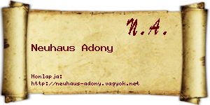Neuhaus Adony névjegykártya
